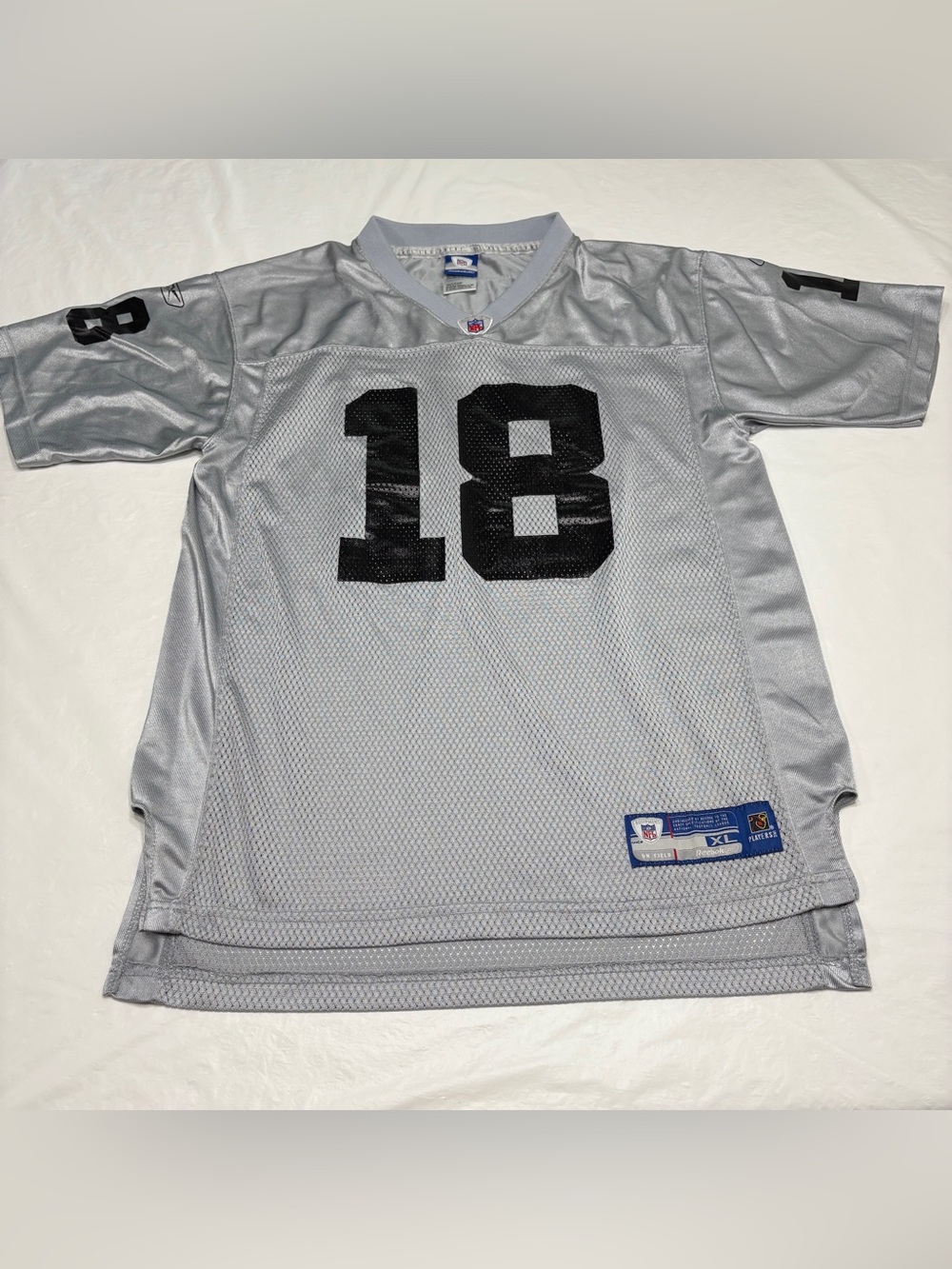 Randy Moss Oakland Raiders #18 Reebok On Field Gray Jersey Youth Size XL 18-20